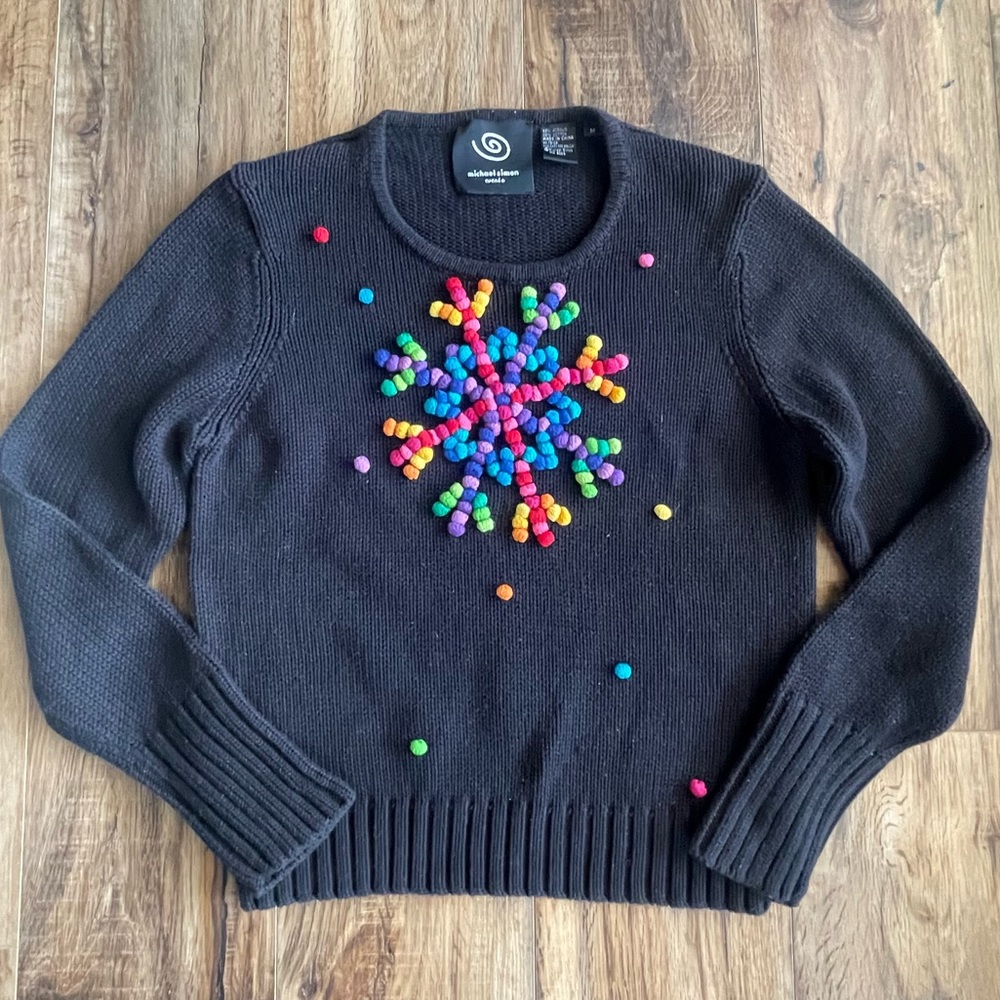 Michael Simon event colorful snowflake sweater Sz M